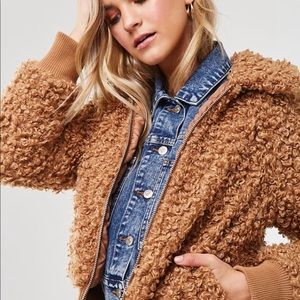 Forever 21 Jacket Teddy Faux Shearling Brown